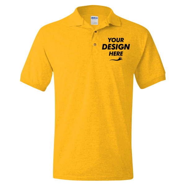 Gildan DryBlend® Jersey Polo, Gold, Front view, Mockup