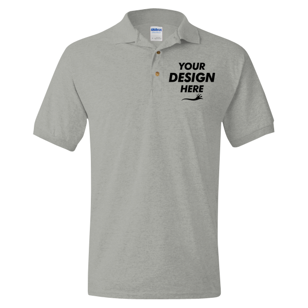 Gildan DryBlend® Jersey Polo, Sport Grey, Front view, Mockup