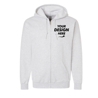 Gildan Heavy Blend™ Full-Zip Hooded Sweatshirt, Ash, Front view, Mockup