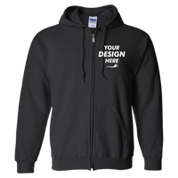 Gildan Heavy Blend™ Full-Zip Hooded Sweatshirt, Black, Front view, Mockup