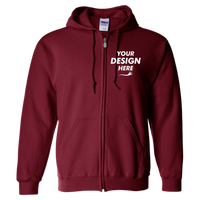 Gildan Heavy Blend™ Full-Zip Hooded Sweatshirt, Cardinal Red, Front view, Mockup