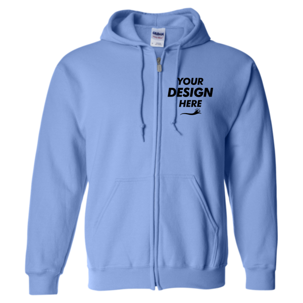 Gildan Heavy Blend™ Full-Zip Hooded Sweatshirt, Carolina Blue, Front view, Mockup