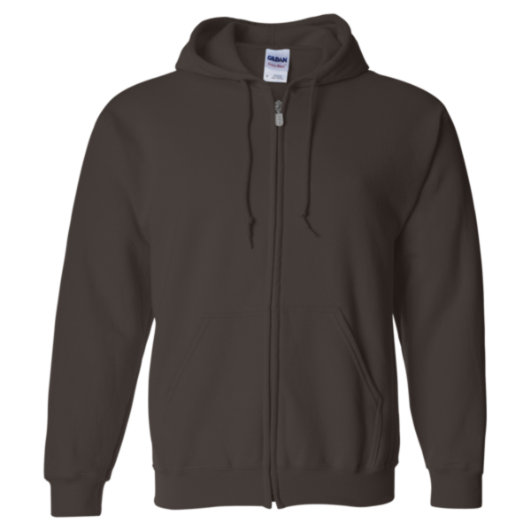 Gildan Heavy Blend™ Full-Zip Hooded Sweatshirt, Dark Chocolate, Front view