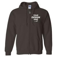 Gildan Heavy Blend™ Full-Zip Hooded Sweatshirt, Dark Chocolate, Front view, Mockup