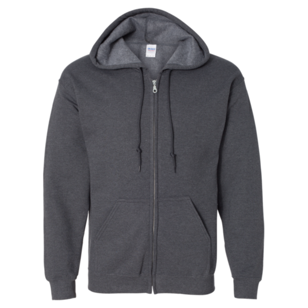 Gildan Heavy Blend™ Full-Zip Hooded Sweatshirt, Dark Heather, Front view