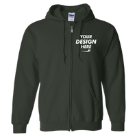 Gildan Heavy Blend™ Full-Zip Hooded Sweatshirt, Forest, Front view, Mockup