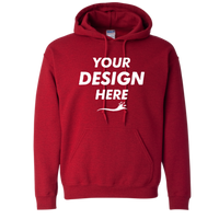 Gildan Heavy Blend™ Hooded Sweatshirt, Antique Cherry Red, Front view, Mockup