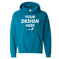 Gildan Heavy Blend™ Hooded Sweatshirt, Antique Sapphire, Front view, Mockup