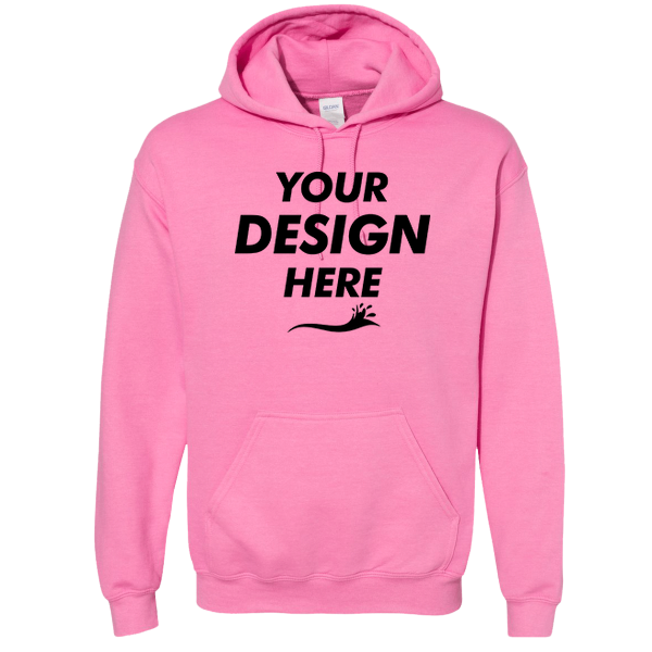 Gildan Heavy Blend™ Hooded Sweatshirt, Azalea, Front view, Mockup