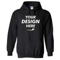 Gildan Heavy Blend™ Hooded Sweatshirt, Black, Front view, Mockup
