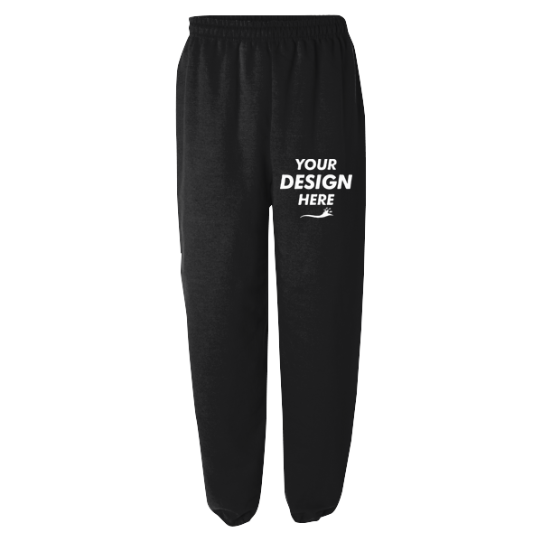 Gildan Heavy Blend™ Sweatpants, Black, Front view, Mockup