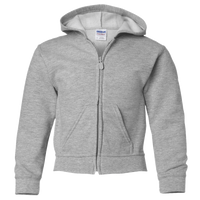Gildan Heavy Blend™ Youth Full-Zip Hooded Sweatshirt, Sport Grey, Front view