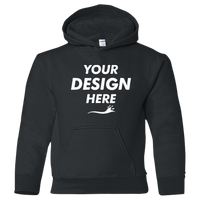 Gildan Heavy Blend™ Youth Hooded Sweatshirt, Black, Front view, Mockup