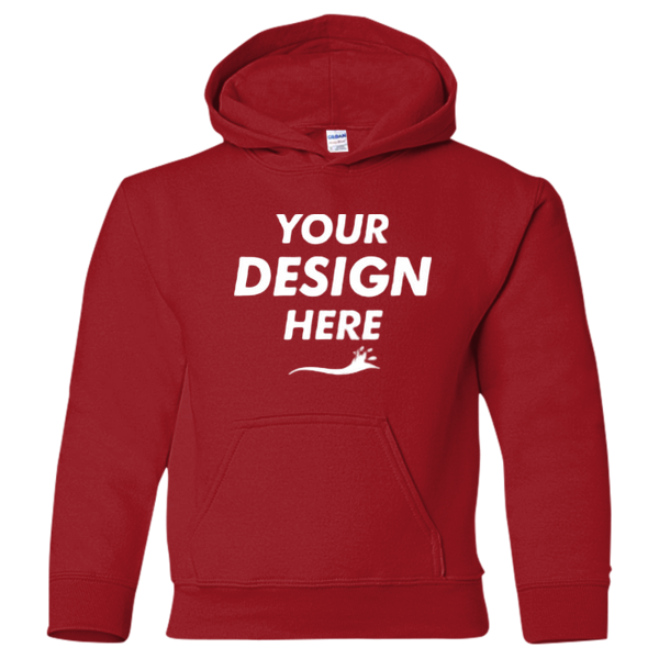 Gildan Heavy Blend™ Youth Hooded Sweatshirt, Cardinal Red, Front view, Mockup