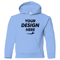 Gildan Heavy Blend™ Youth Hooded Sweatshirt, Carolina Blue, Front view, Mockup