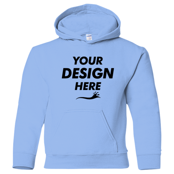 Gildan Heavy Blend™ Youth Hooded Sweatshirt, Carolina Blue, Front view, Mockup