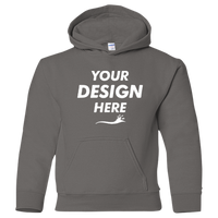 Gildan Heavy Blend™ Youth Hooded Sweatshirt, Charcoal, Front view, Mockup