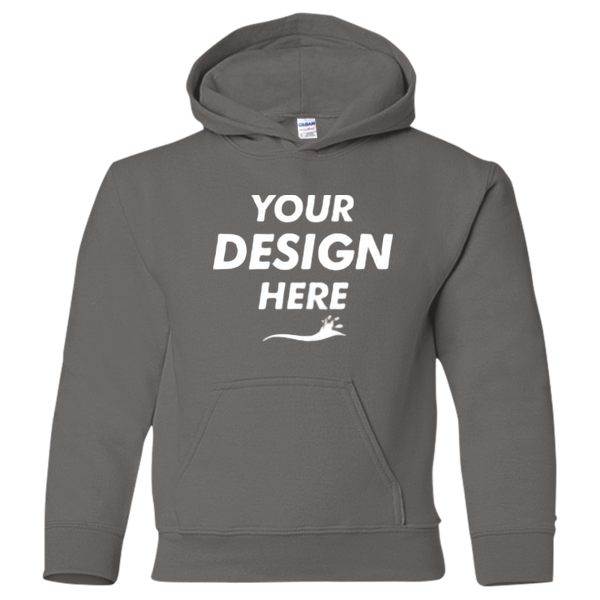 Gildan Heavy Blend™ Youth Hooded Sweatshirt, Charcoal, Front view, Mockup