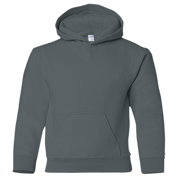 Gildan Heavy Blend™ Youth Hooded Sweatshirt, Dark Heather, Front view