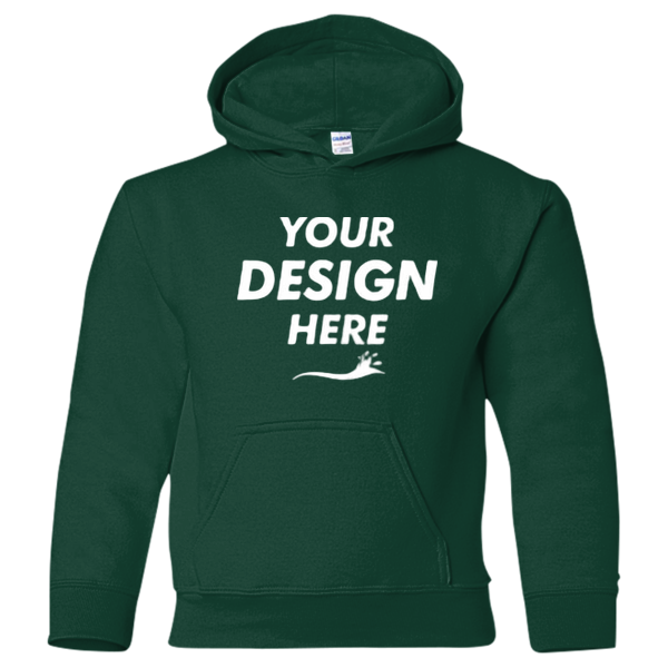 Gildan Heavy Blend™ Youth Hooded Sweatshirt, Forest, Front view, Mockup