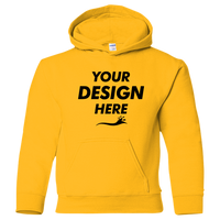 Gildan Heavy Blend™ Youth Hooded Sweatshirt, Gold, Front view, Mockup