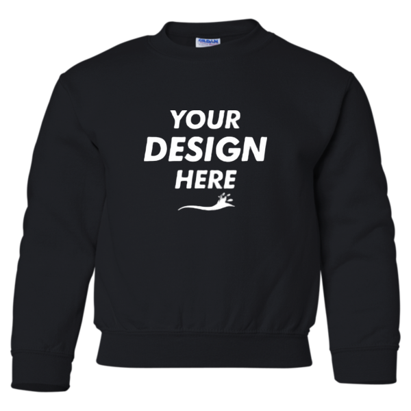 Gildan Heavy Blend™ Youth Sweatshirt, Black, Front view, Mockup