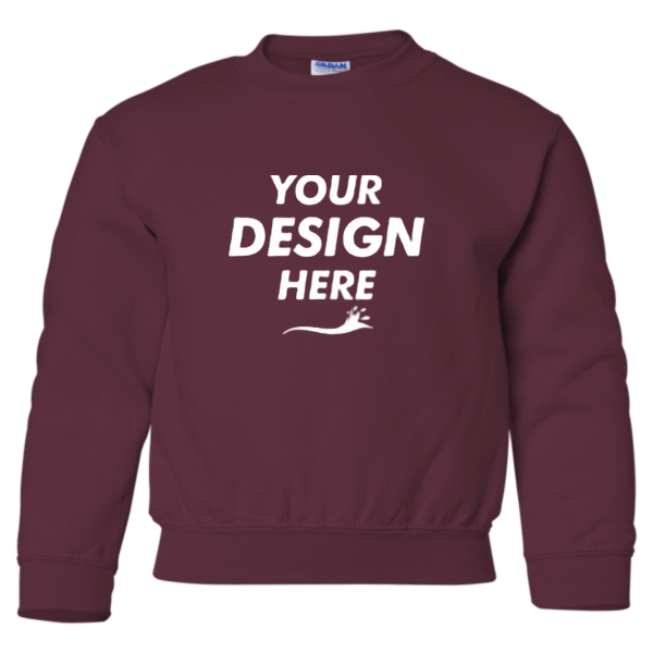 Gildan Heavy Blend™ Youth Sweatshirt, Maroon, Front view, Mockup