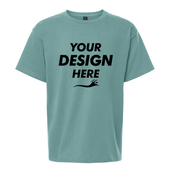 Gildan Heavy Cotton™ Youth T-Shirt, Aquatic, Front view, Mockup