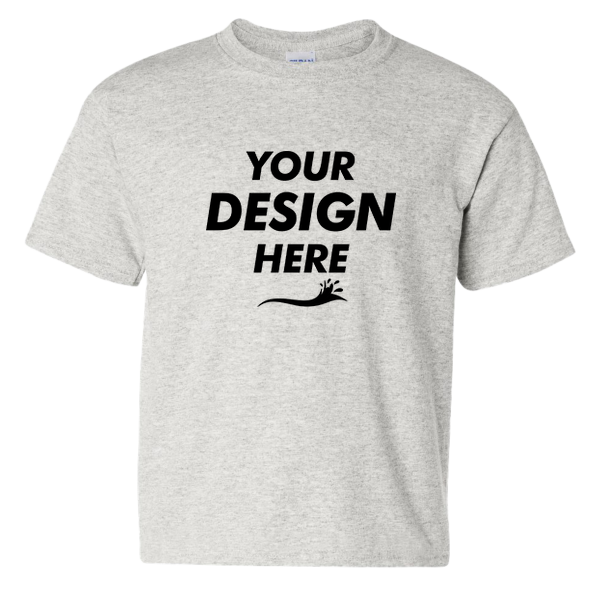 Gildan Heavy Cotton™ Youth T-Shirt, Ash, Front view, Mockup