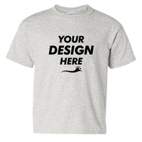 Gildan Heavy Cotton™ Youth T-Shirt, Ash, Front view, Mockup