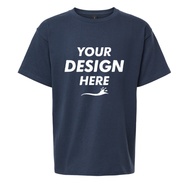 Gildan Heavy Cotton™ Youth T-Shirt, Blue Dusk, Front view, Mockup