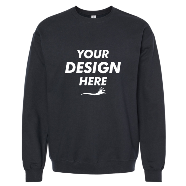 Gildan Softstyle® Midweight Crewneck Sweatshirt, Black, Front view, Mockup