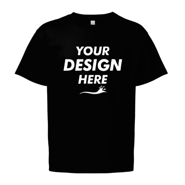 Gildan Softstyle® Youth T-Shirt-R, Black, Front view, Mockup