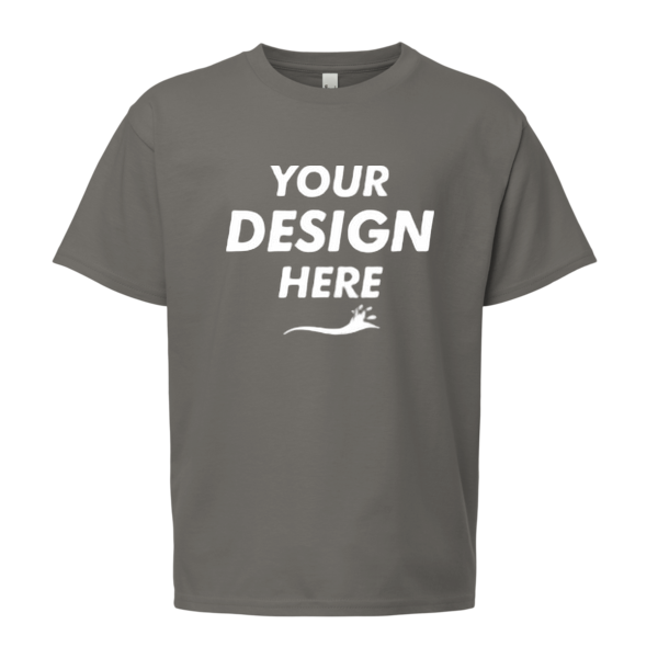 Gildan Softstyle® Youth T-Shirt-R, Charcoal, Front view, Mockup