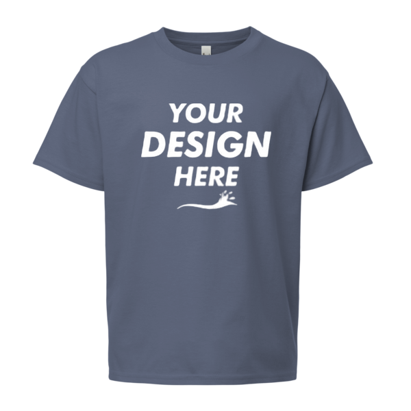 Gildan Softstyle® Youth T-Shirt-R, Heather Navy, Front view, Mockup