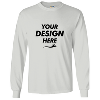 Gildan Ultra Cotton® Long Sleeve T-Shirt, Ash, Front view, Mockup