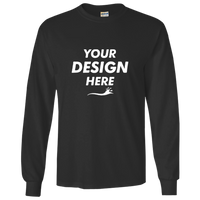 Gildan Ultra Cotton® Long Sleeve T-Shirt, Black, Front view, Mockup