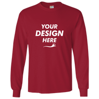 Gildan Ultra Cotton® Long Sleeve T-Shirt, Cardinal Red, Front view, Mockup