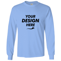 Gildan Ultra Cotton® Long Sleeve T-Shirt, Carolina Blue, Front view, Mockup