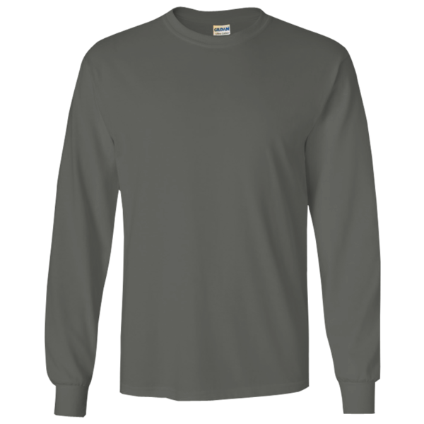 Gildan Ultra Cotton® Long Sleeve T-Shirt, Charcoal, Front view
