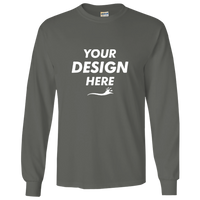 Gildan Ultra Cotton® Long Sleeve T-Shirt, Charcoal, Front view, Mockup