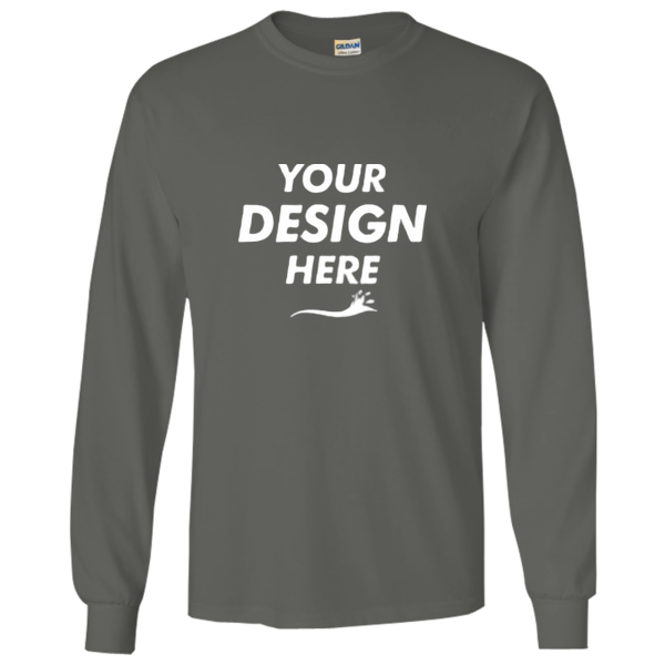 Gildan Ultra Cotton® Long Sleeve T-Shirt, Charcoal, Front view, Mockup