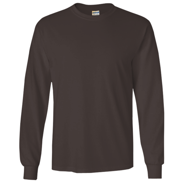 Gildan Ultra Cotton® Long Sleeve T-Shirt, Dark Chocolate, Front view