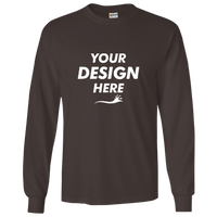 Gildan Ultra Cotton® Long Sleeve T-Shirt, Dark Chocolate, Front view, Mockup
