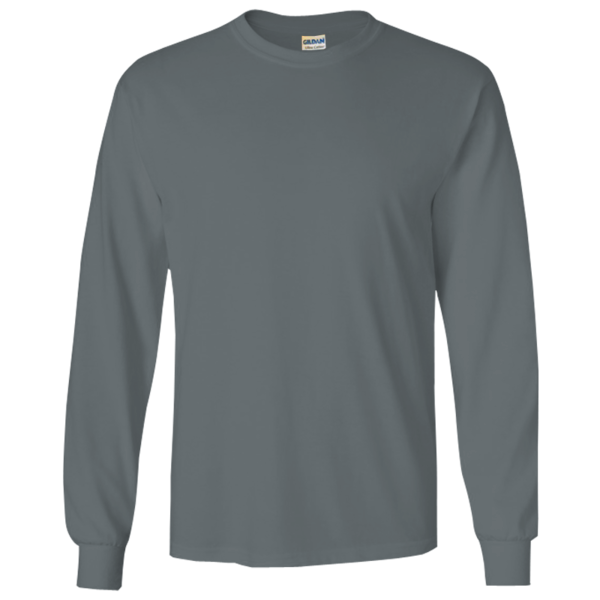 Gildan Ultra Cotton® Long Sleeve T-Shirt, Dark Heather, Front view