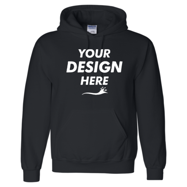 Gildan Unisex DryBlend® Hooded Sweatshirt, Black, Front view, Mockup