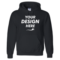 Gildan Unisex DryBlend® Hooded Sweatshirt, Black, Front view, Mockup