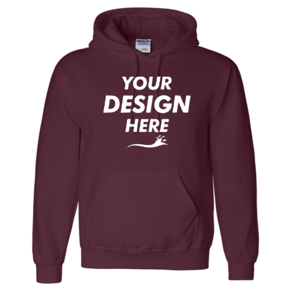 Gildan Unisex DryBlend® Hooded Sweatshirt, Maroon, Front view, Mockup