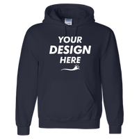 Gildan Unisex DryBlend® Hooded Sweatshirt, Navy, Front view, Mockup