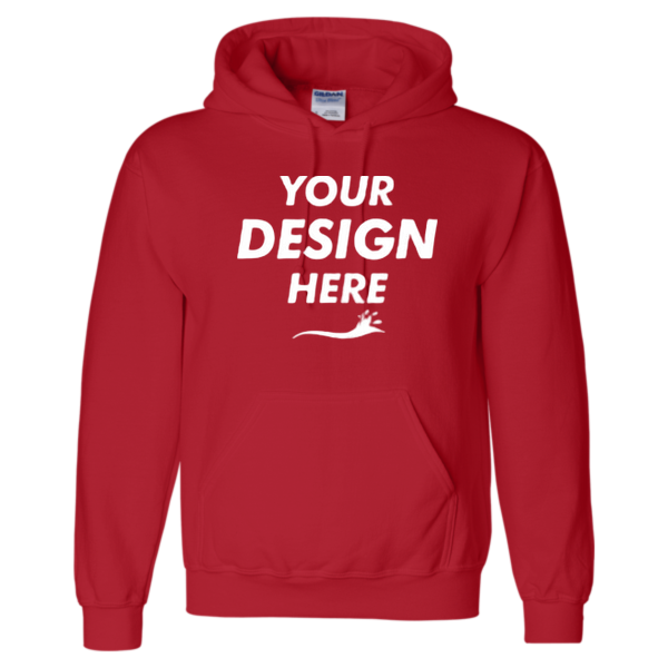 Gildan Unisex DryBlend® Hooded Sweatshirt, Red, Front view, Mockup